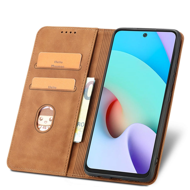 For Xiaomi Redmi 10 Magnetic Dual-fold Leather Phone Case(Brown) - Xiaomi Cases by buy2fix | Online Shopping UK | buy2fix