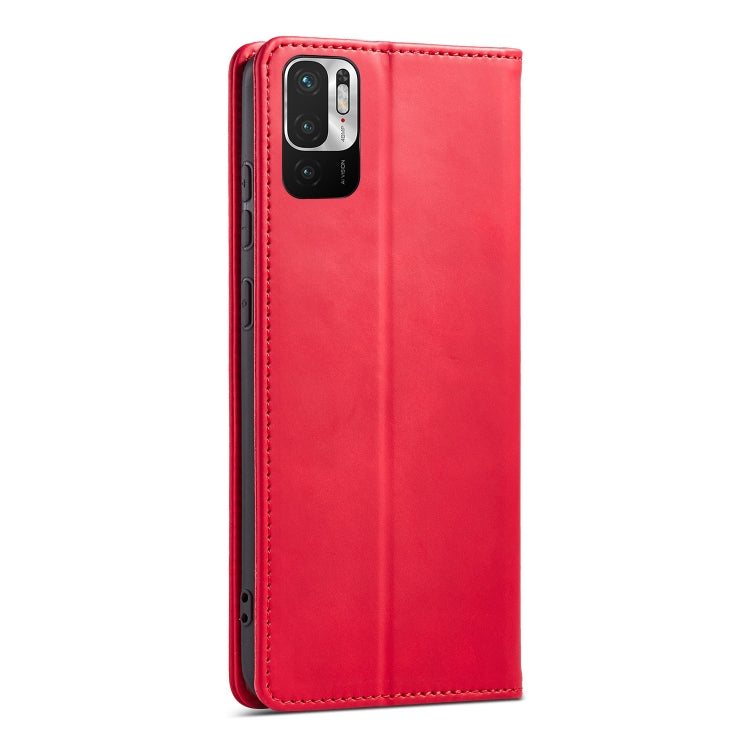 For Xiaomi Redmi Note 10 5G Magnetic Dual-fold Leather Phone Case(Red) - Xiaomi Cases by buy2fix | Online Shopping UK | buy2fix