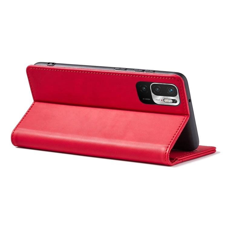 For Xiaomi Redmi Note 10 5G Magnetic Dual-fold Leather Phone Case(Red) - Xiaomi Cases by buy2fix | Online Shopping UK | buy2fix