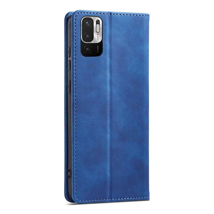 For Xiaomi Redmi Note 10 5G Magnetic Dual-fold Leather Phone Case(Blue) - Xiaomi Cases by buy2fix | Online Shopping UK | buy2fix