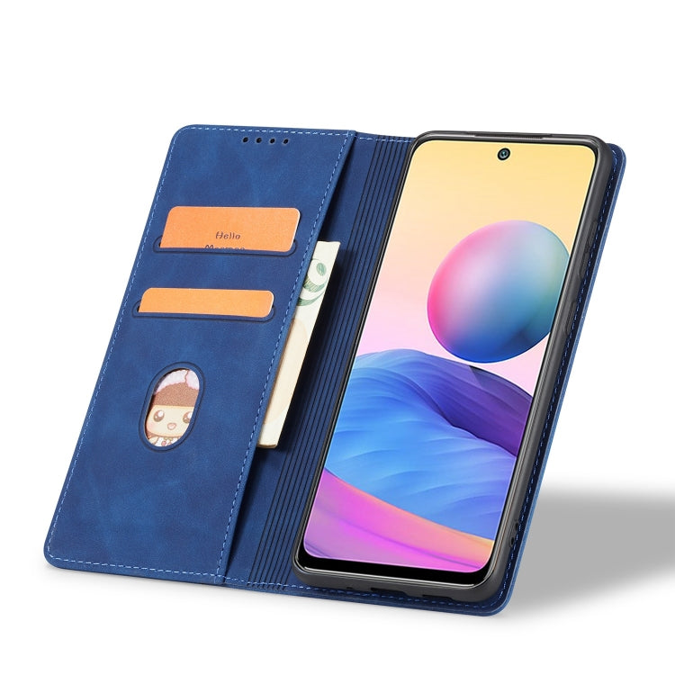 For Xiaomi Redmi Note 10 5G Magnetic Dual-fold Leather Phone Case(Blue) - Xiaomi Cases by buy2fix | Online Shopping UK | buy2fix