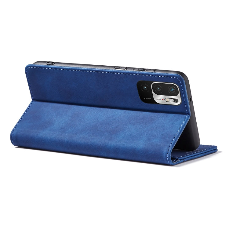 For Xiaomi Redmi Note 10 5G Magnetic Dual-fold Leather Phone Case(Blue) - Xiaomi Cases by buy2fix | Online Shopping UK | buy2fix