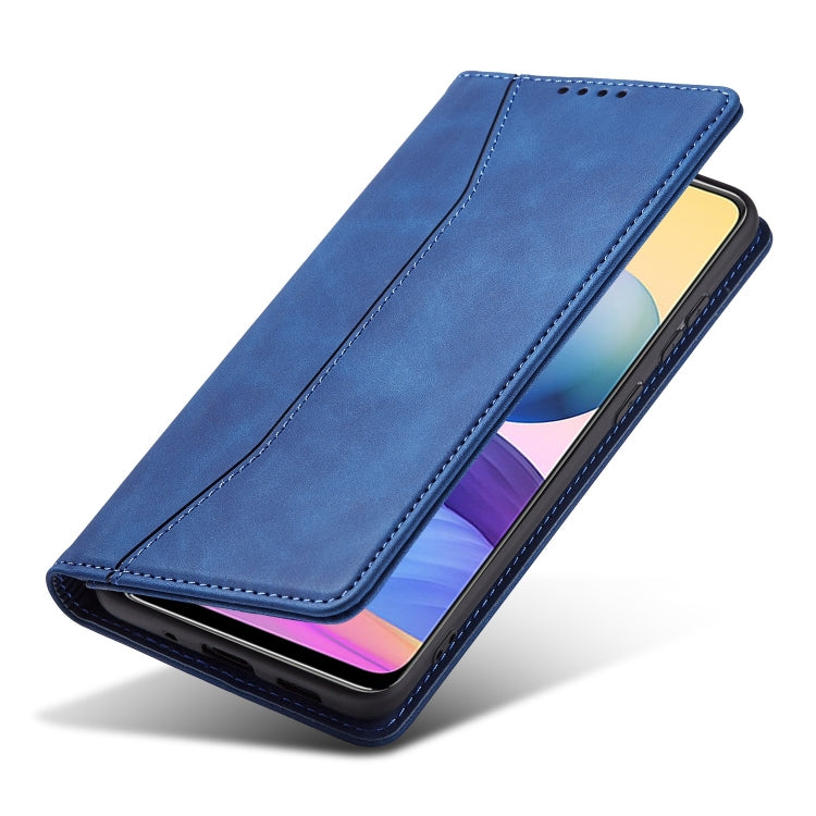 For Xiaomi Redmi Note 10 5G Magnetic Dual-fold Leather Phone Case(Blue) - Xiaomi Cases by buy2fix | Online Shopping UK | buy2fix