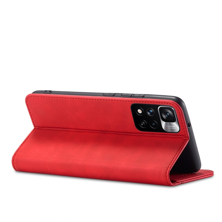 For Xiaomi Redmi Note 11 Pro 5G Magnetic Dual-fold Leather Phone Case(Red) - Xiaomi Cases by buy2fix | Online Shopping UK | buy2fix