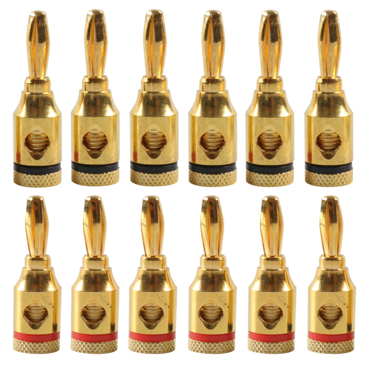 A6520 12 in 1 Car Gold-plated Red and Black 4mm Banana Head Audio Plug - Terminal connectors by buy2fix | Online Shopping UK | buy2fix