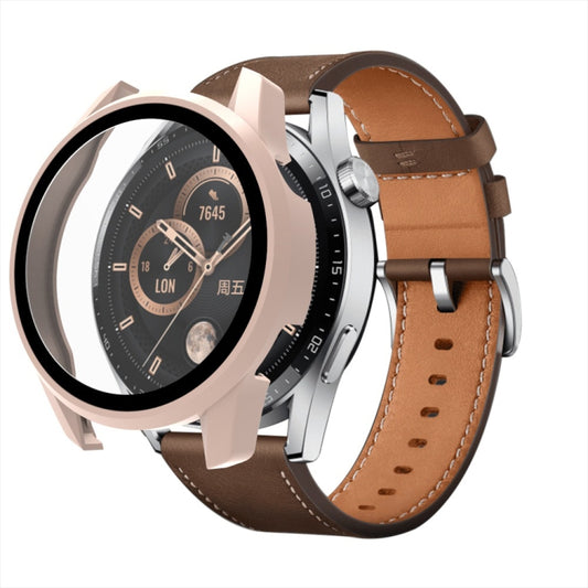For Huawei Watch GT 3 42mm PC + Tempered Glass Watch Protective Case(Pink) by buy2fix