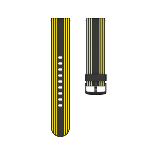22mm Stripe Silicone Watch Band(Black Yellow) by buy2fix