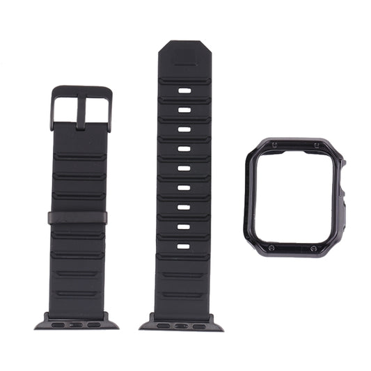Silicone Watch Band + Watch Case Set For Apple Watch Series 9 / 8 / 7 41mm(Black) by buy2fix