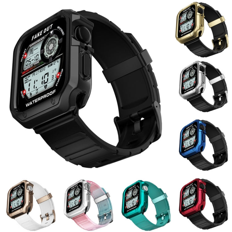 Silicone Watch Band + Watch Case Set For Apple Watch Series 9 / 8 / 7 41mm(Black White) by buy2fix