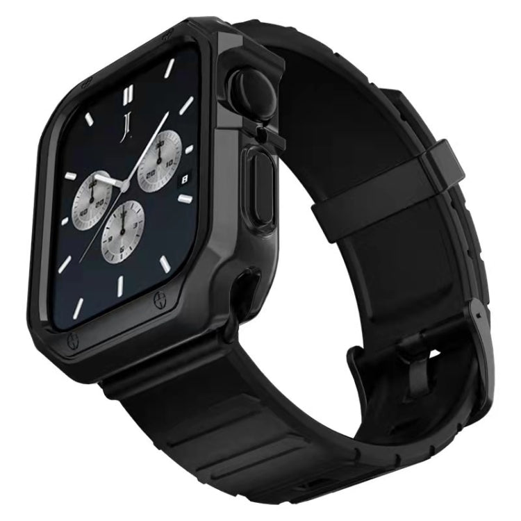 Silicone Watch Band + Watch Case Set For Apple Watch Series 7 45mm(Black) - Watch Cases by buy2fix | Online Shopping UK | buy2fix