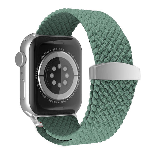 Nylon Braid Watch Band For Apple Watch Ultra 49mm&Watch Ultra 2 49mm / Series 9&8&7 45mm / SE 3&SE 2&6&SE&5&4 44mm / 3&2&1 42mm(Dark Olive Green) by buy2fix