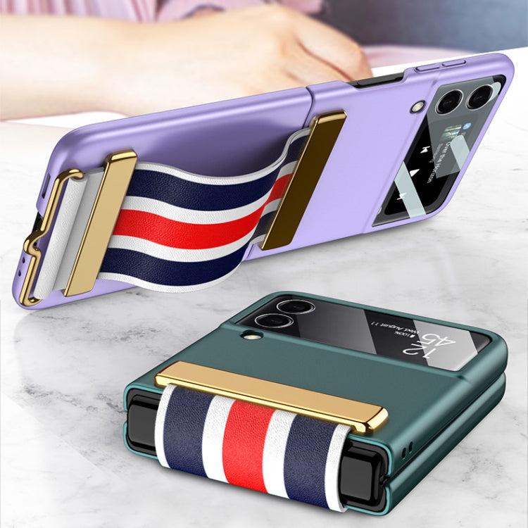 For Samsung Galaxy Z Flip3 5G GKK Ultra-thin Full Phone Flip Case with Color Wristband(Purple) by GKK