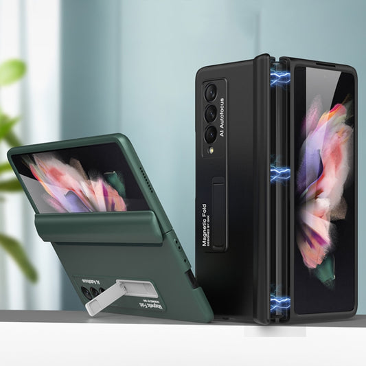 For Samsung Galaxy Z Fold3 5G GKK Magnetic Full Coverage Phone Flip Case with Holder(Grey) by GKK