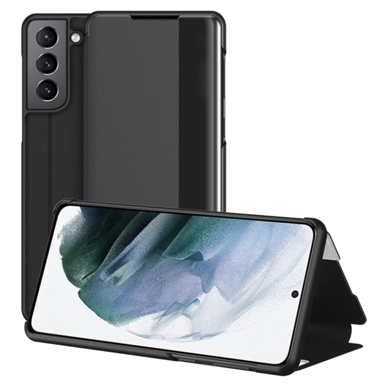 For Samsung Galaxy S22+ 5G Window View Leather Phone Case(Black) - Galaxy S22+ 5G Cases by buy2fix | Online Shopping UK | buy2fix