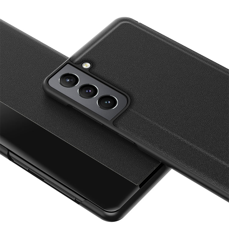 For Samsung Galaxy S22+ 5G Window View Leather Phone Case(Black) - Galaxy S22+ 5G Cases by buy2fix | Online Shopping UK | buy2fix