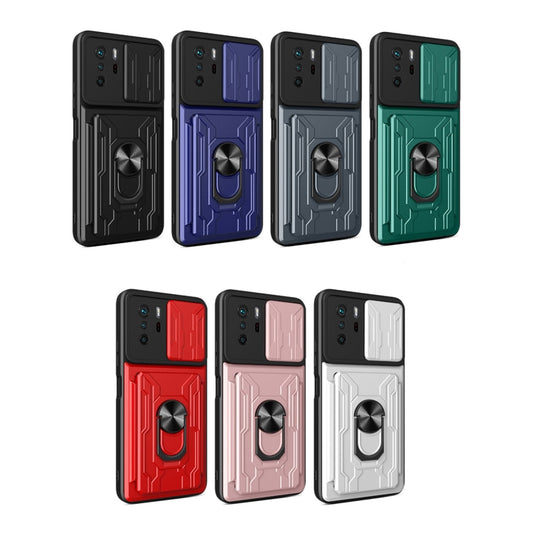 For Xiaomi Redmi Note 10 Pro Camera Cover Phone Case with Card Slot & Holder(White) by buy2fix