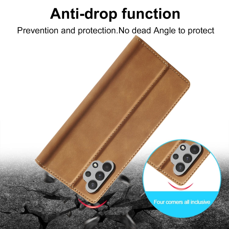 For Samsung Galaxy A32 4G LC.IMEEKE Strong Magnetism Matte TPU + PU Leather Case(Brown) by LC.IMEEKE