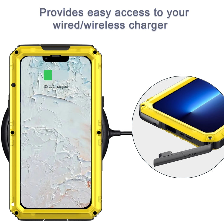 For iPhone 13 Pro Max Shockproof Waterproof Dustproof Metal + Silicone Phone Case with Screen Protector (Yellow) - iPhone 13 Pro Max Cases by buy2fix | Online Shopping UK | buy2fix