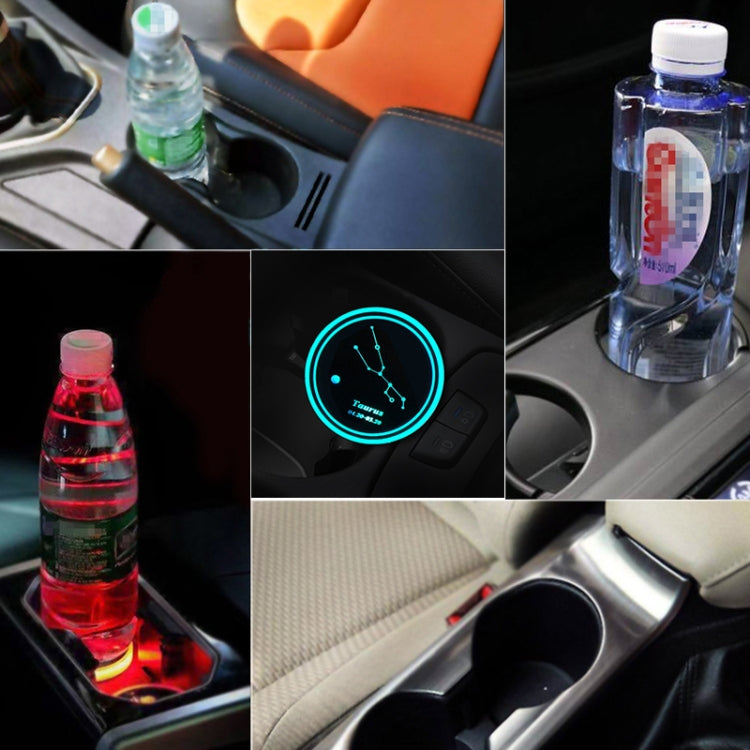 2 PCS Car Constellation Series AcrylicColorful USB Charger Water Cup Groove LED Atmosphere Light(Taurus) by buy2fix
