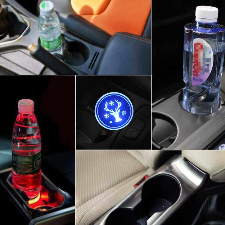 Car AcrylicColorful USB Charger Water Cup Groove LED Atmosphere Light(Christmas Deer) by buy2fix