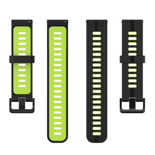 For Huawei Watch GT 3 42mm 20mm Two-color Stripe Silicone Watch Band(Black Lime Green) by buy2fix