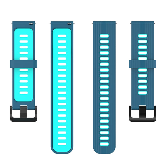 For Huawei Watch GT 3 42mm 20mm Two-color Stripe Silicone Watch Band(Blue Mint Green) by buy2fix