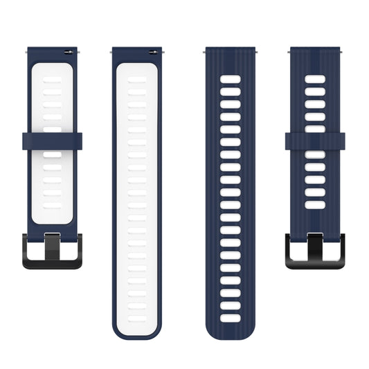For Huawei Watch GT 3 42mm 20mm Two-color Stripe Silicone Watch Band(Midnight Blue White) by buy2fix