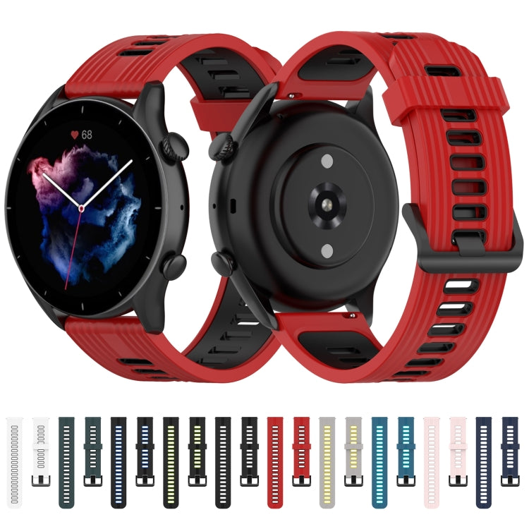 For Huawei Watch GT Runner 22mm Two-color Stripe Silicone Watch Band(Red Black) by buy2fix