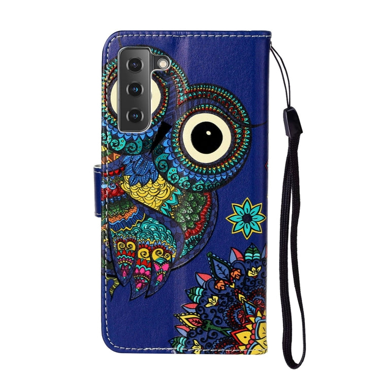 For Samsung Galaxy S22 5G Oil Embossed Pattern PU Leather Phone Case(Blue Owl) - Galaxy S22 5G Cases by buy2fix | Online Shopping UK | buy2fix