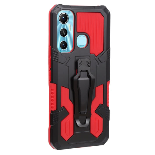 For Infinix Hot 11 Armor Warrior Shockproof PC + TPU Lanyard Phone Case(Red) by buy2fix