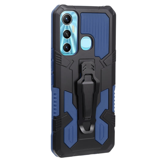 For Infinix Hot 11 Armor Warrior Shockproof PC + TPU Lanyard Phone Case(Blue) by buy2fix