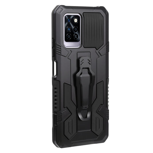 For Infinix Note 10 Pro Armor Warrior Shockproof PC + TPU Lanyard Phone Case(Black) by buy2fix