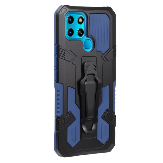 For Infinix Smart 6 Armor Warrior Shockproof PC + TPU Lanyard Phone Case(Blue) by buy2fix