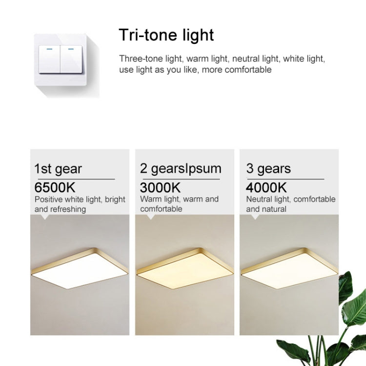 Macaron LED Square Ceiling Lamp, 3-Colors Light, Size:40cm(Gold) - Celling Lights & Chandeliers by buy2fix | Online Shopping UK | buy2fix