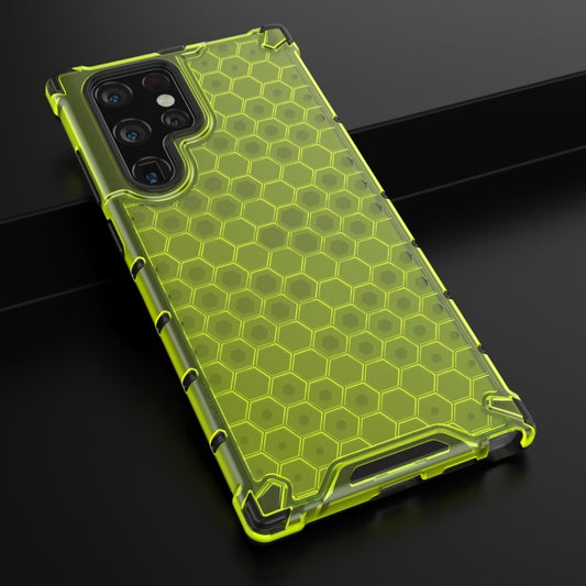 For Samsung Galaxy S22 Ultra 5G Honeycomb PC + TPU Phone Case(Green) by buy2fix