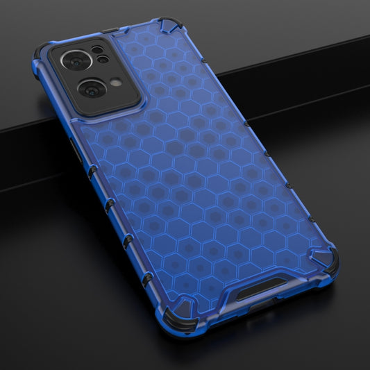 For OPPO Reno7 Pro 5G Honeycomb PC + TPU Phone Case(Blue) by buy2fix