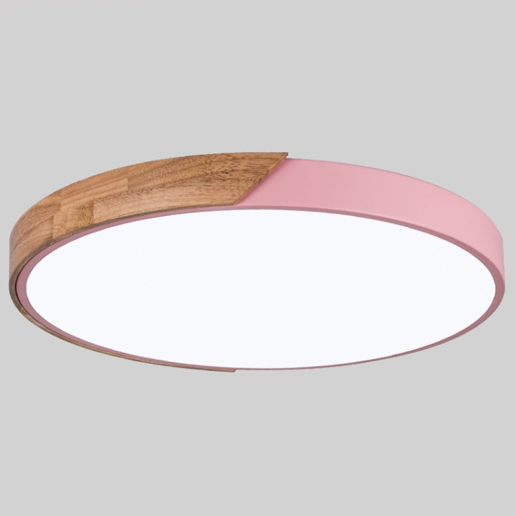 Wood Macaron LED Round Ceiling Lamp, Stepless Dimming, Size:30cm(Pink) - Celling Lights & Chandeliers by buy2fix | Online Shopping UK | buy2fix