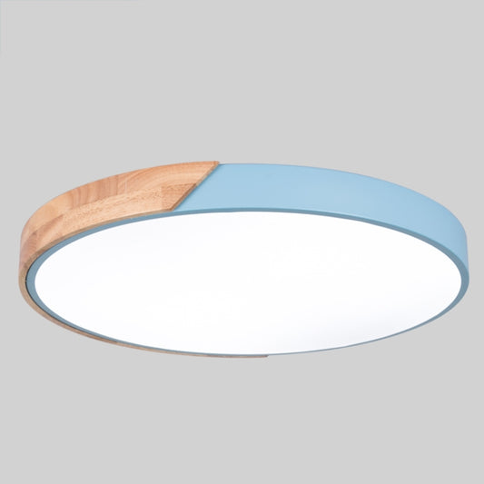 Wood Macaron LED Round Ceiling Lamp, Stepless Dimming, Size:30cm(Blue) by buy2fix