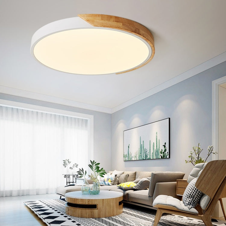 Wood Macaron LED Round Ceiling Lamp, Stepless Dimming, Size:30cm(Yellow) by buy2fix