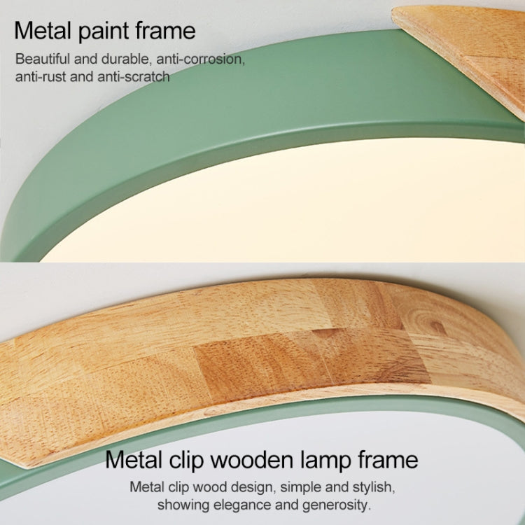 Wood Macaron LED Round Ceiling Lamp, Stepless Dimming, Size:40cm(Green) - Celling Lights & Chandeliers by buy2fix | Online Shopping UK | buy2fix