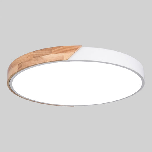 Wood Macaron LED Round Ceiling Lamp, Stepless Dimming, Size:50cm(White) by buy2fix
