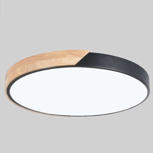 Wood Macaron LED Round Ceiling Lamp, Stepless Dimming, Size:60cm(Black) by buy2fix