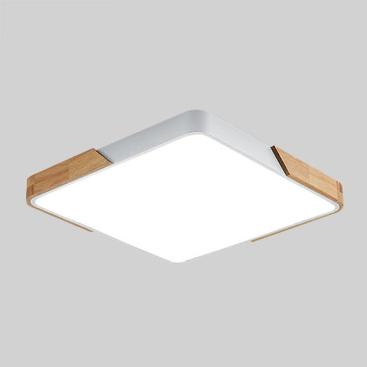 Wood Macaron LED Square Ceiling Lamp, Stepless Dimming, Size:40cm(White) by buy2fix