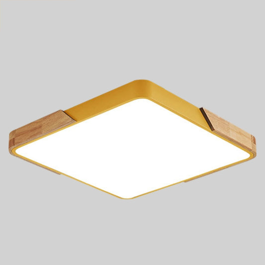 Wood Macaron LED Square Ceiling Lamp, Stepless Dimming, Size:40cm(Yellow) by buy2fix