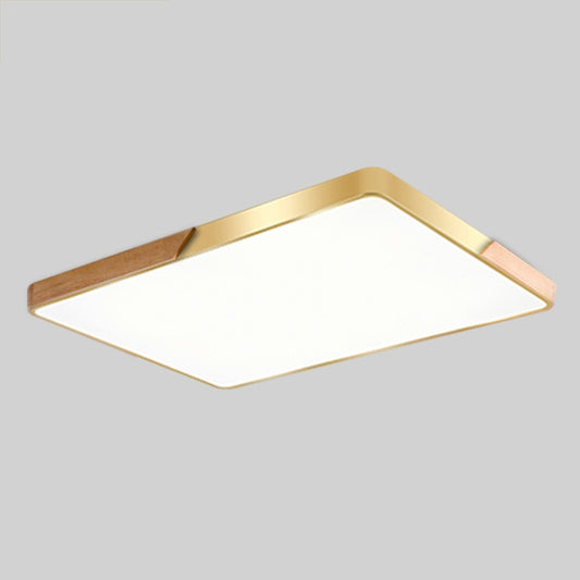 Wood Macaron LED Rectangle Ceiling Lamp, Stepless Dimming, Size:88x62cm(Gold) by buy2fix