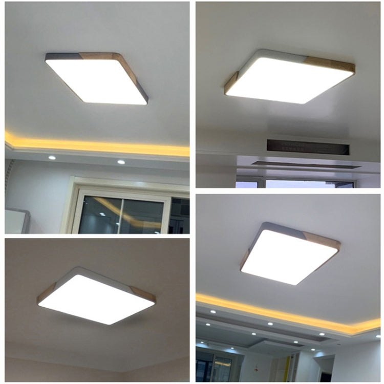 Wood Macaron LED Rectangle Ceiling Lamp, Stepless Dimming, Size:110x70cm(Black) by buy2fix