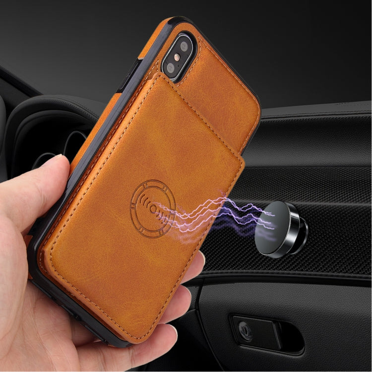 For iPhone XR Calf Texture Magnetic Case(Brown) - More iPhone Cases by buy2fix | Online Shopping UK | buy2fix