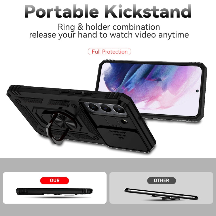 For Samsung Galaxy S22 5G Sliding Camshield Holder Phone Case(Black) - Galaxy S22 5G Cases by buy2fix | Online Shopping UK | buy2fix