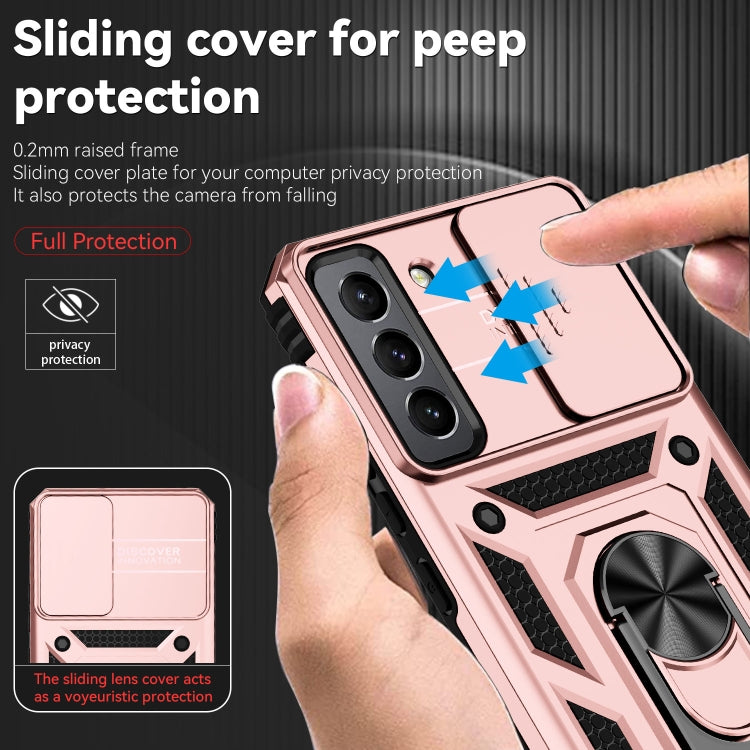 For Samsung Galaxy S22 5G Sliding Camshield Holder Phone Case(Rose Gold) - Galaxy S22 5G Cases by buy2fix | Online Shopping UK | buy2fix