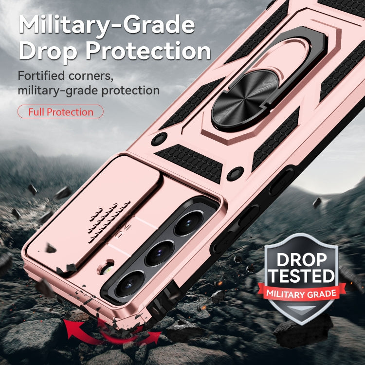 For Samsung Galaxy S22 5G Sliding Camshield Holder Phone Case(Rose Gold) - Galaxy S22 5G Cases by buy2fix | Online Shopping UK | buy2fix